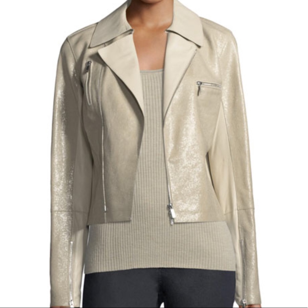 LAFAYETTE 148 BEVIN Checker Glass Leather Jacket